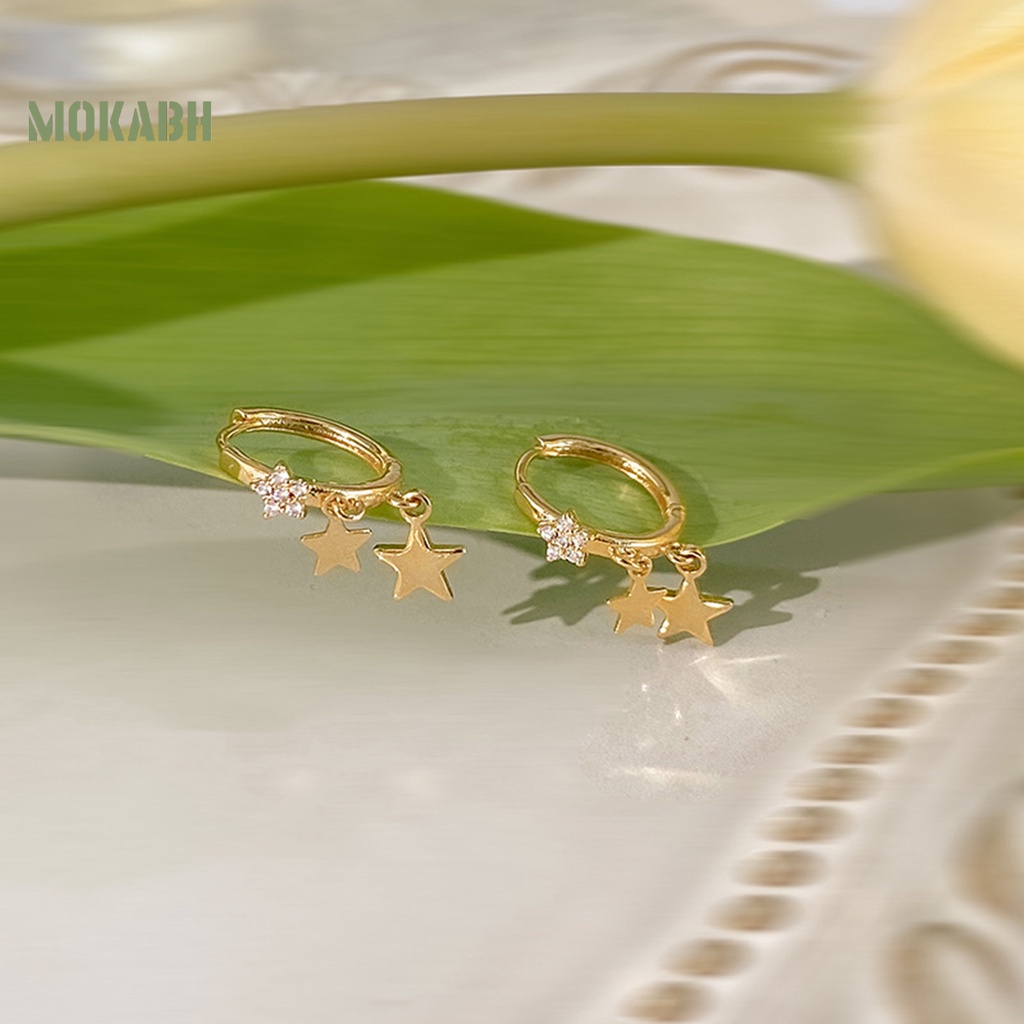 1 Đôi Bông Tai Hình Ngôi Sao Đính Đá Mạ Điện Không Phai Màu Trọng Lượng Nhẹ Thời Trang Dành Cho Nữ