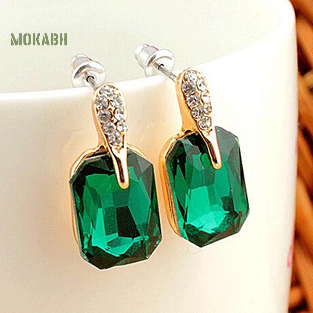 Bông Tai Hình Chữ Nhật Đính Đá Thanh Lịch Dành Cho Nữ