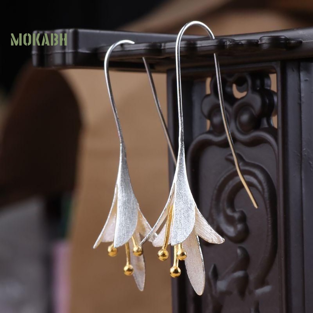 Bông Tai Hình Hoa Lily Kiểu Vintage Thời Trang Dự Tiệc Cho Bạn Gái