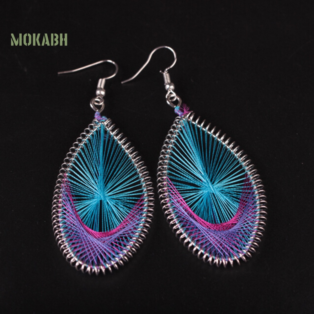 Bông Tai Móc Hình Giọt Nước Bằng Lụa Nhiều Màu Phong Cách Bohemian Thời Trang Cho Nữ