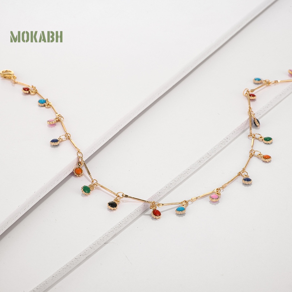 Vòng cổ Chuỗi Hạt Màu Cầu Vồng Phối Tua Rua Thời Trang Cho Nữ