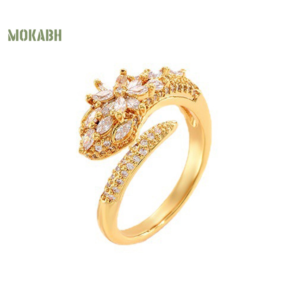 [Mới] Nhẫn Hở Mạ Vàng Đính Đá Zircon Sang Trọng Chống Rỉ Sét Có Thể Điều Chỉnh Trang Sức Cho Nữ