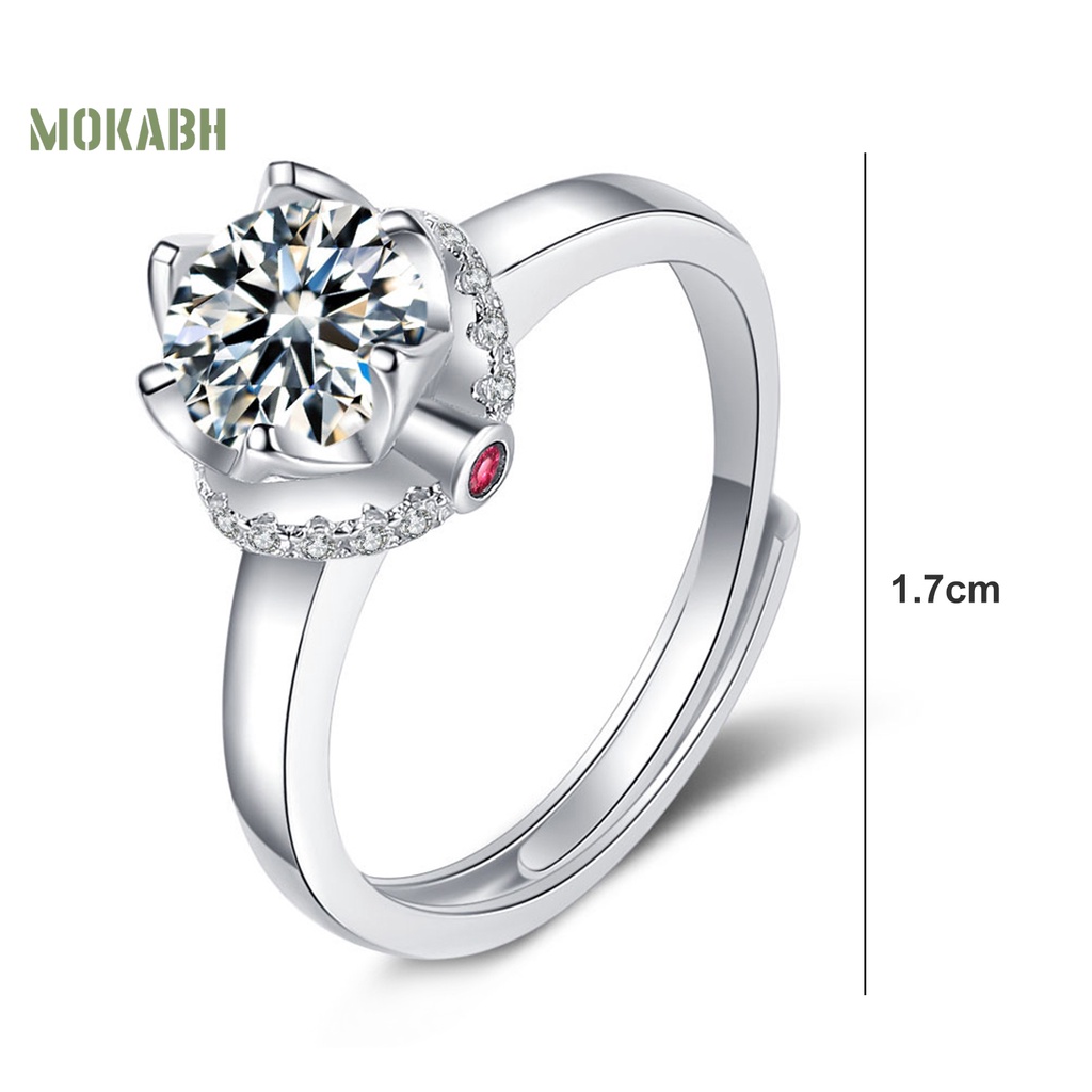 [Mới] Nhẫn Đính Hôn Mở Mạ Điện Đá Zirconia Sáng Bóng Lấp Lánh Dành Cho Nữ