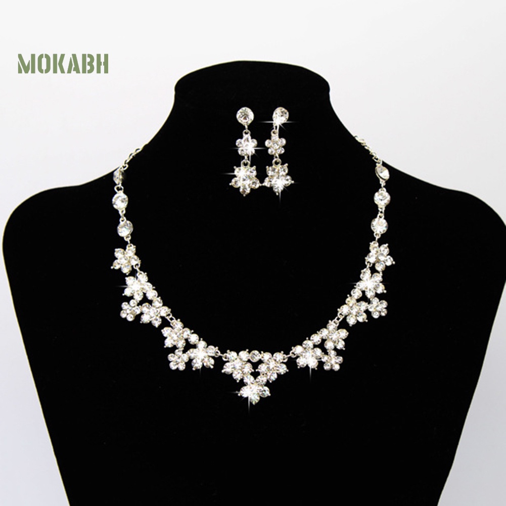 Bộ Vòng cổ + Bông Tai Hình Vương Miện Đính Đá Lấp Lánh Sang Trọng