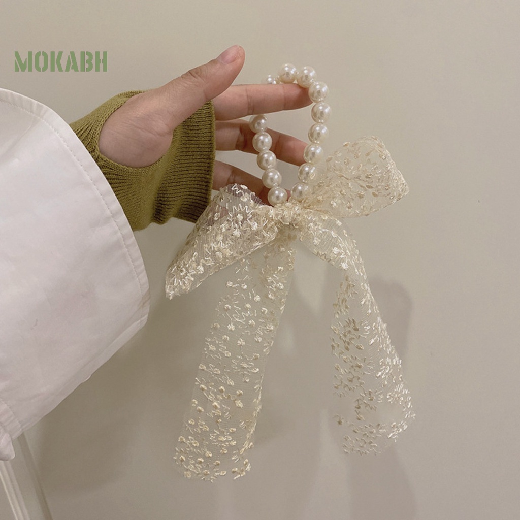 Dây Cột Tóc Đuôi Ngựa Sợi Lưới Đính Ngọc Trai Giả Thanh Lịch