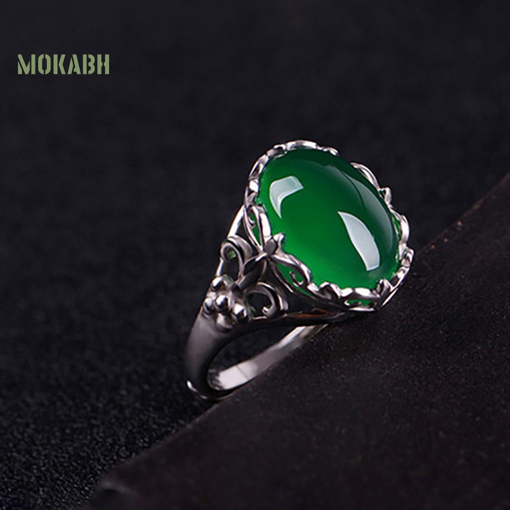 Nhẫn Đính Hôn Đính Đá Ngọc Lục Bảo Nhân Tạo Phong Cách Vintage Cho Nữ