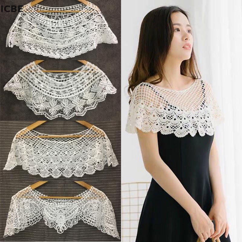 Khăn Choàng Dệt Kim Phối Ren Họa Tiết Hoa Hướng Dương Thời Trang Cho Nữ