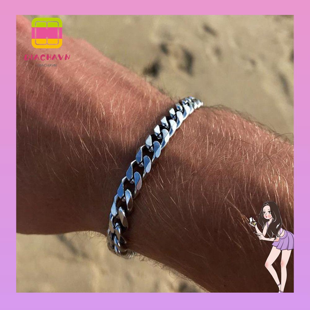 Vòng Tay Dây Xích Bản Rộng 3 / 5 / 7mm Bằng Thép Không Gỉ Thời Trang Cho Nam
