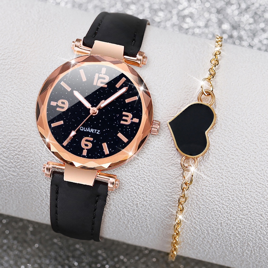 Đồng Hồ Nữ Dây Da Mặt Tròn Đính Đá Thời Trang