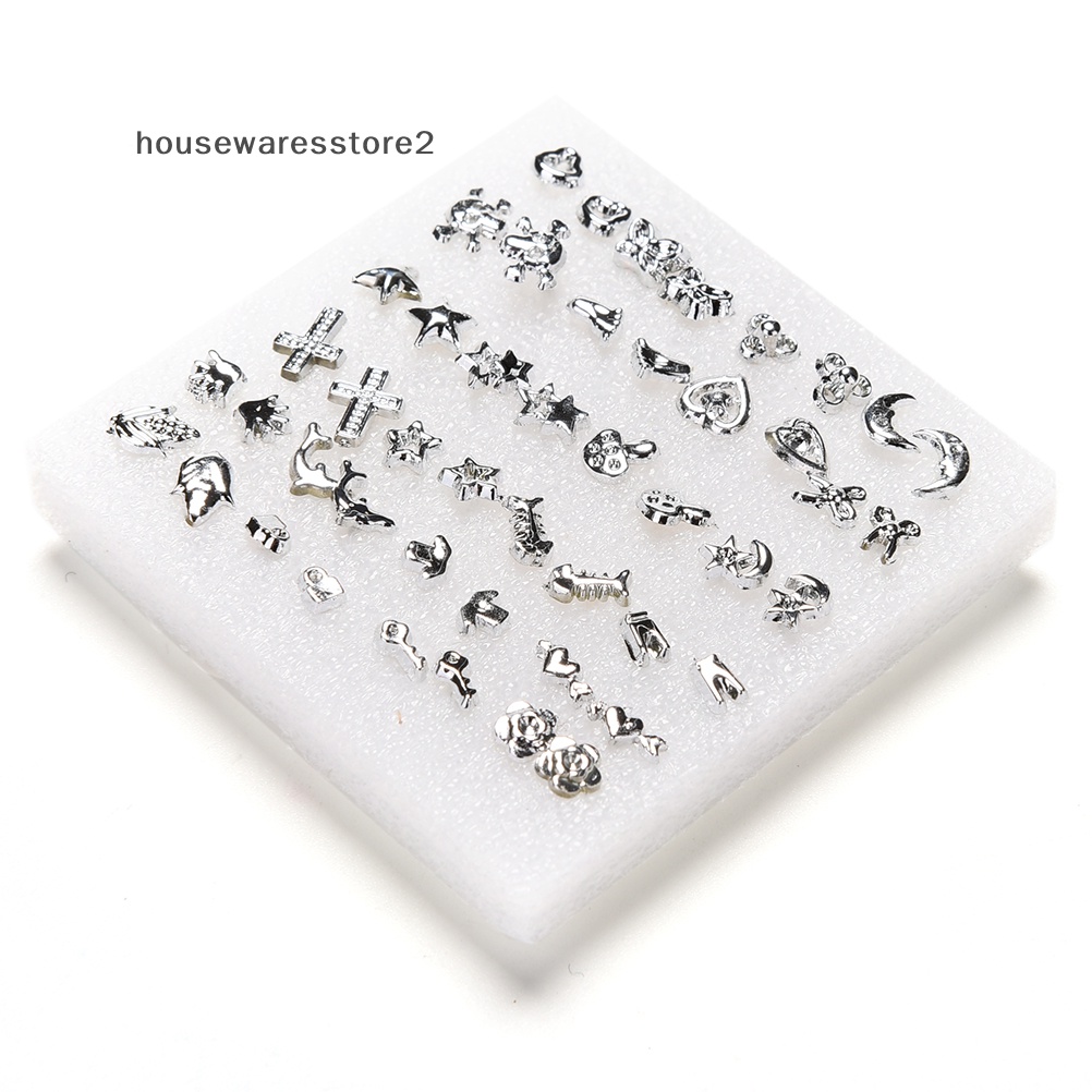 Set 2 / 24 Đôi Khuyên Tai Nhựa Mạ Bạc Thời Trang