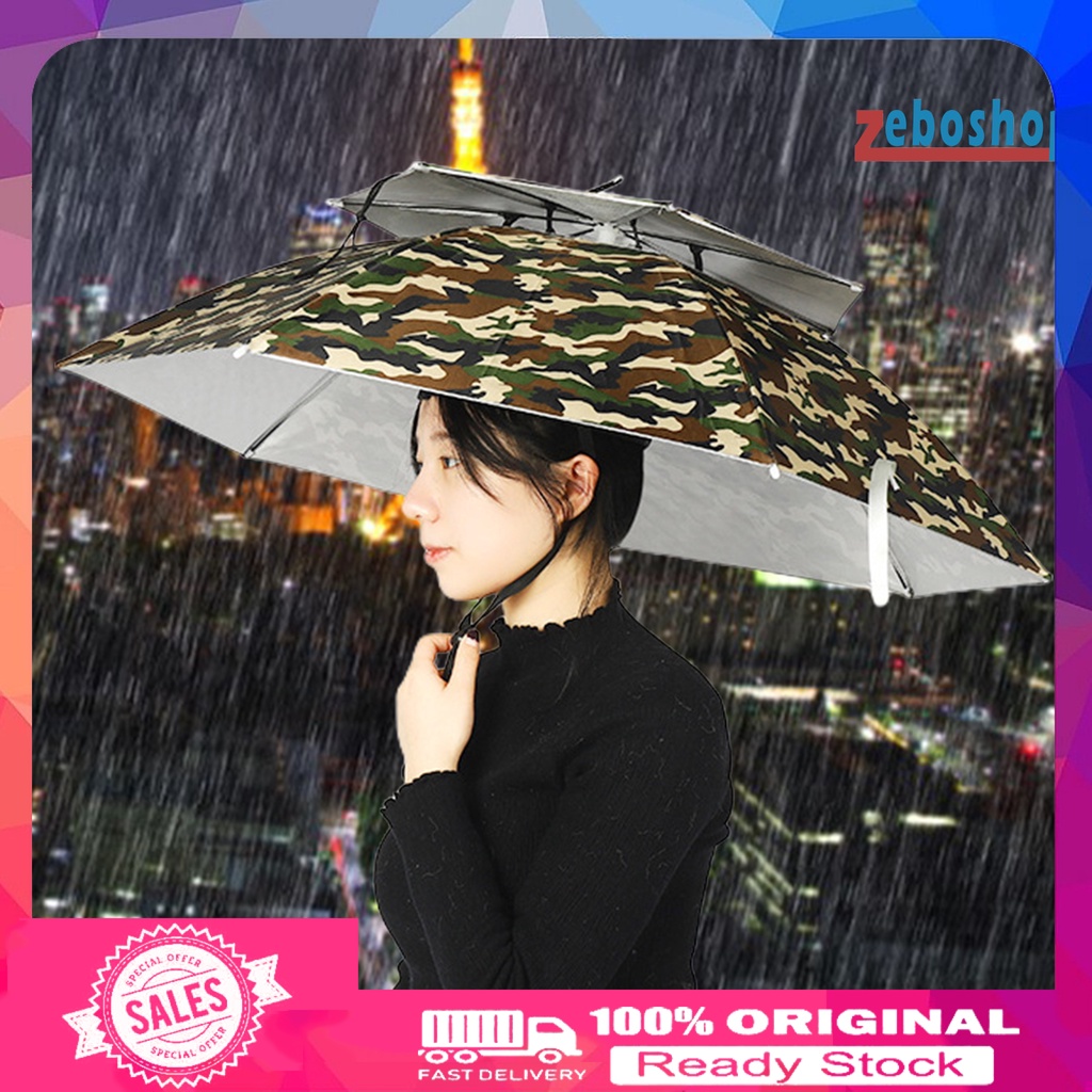 Dù Chống Nắng Hai Lớp 77cm Có Dây Đeo Co Giãn Tiện Dụng