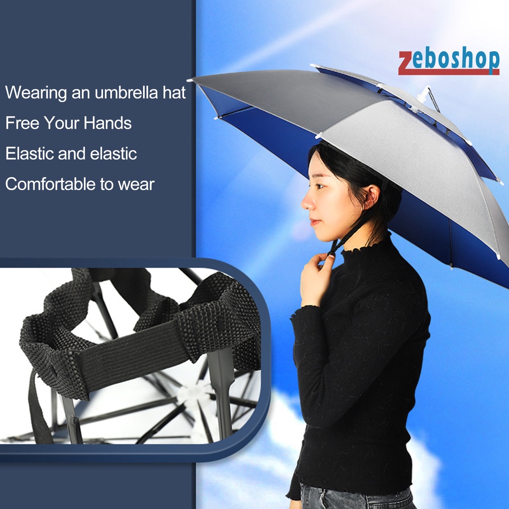 Dù Chống Nắng Hai Lớp 77cm Có Dây Đeo Co Giãn Tiện Dụng