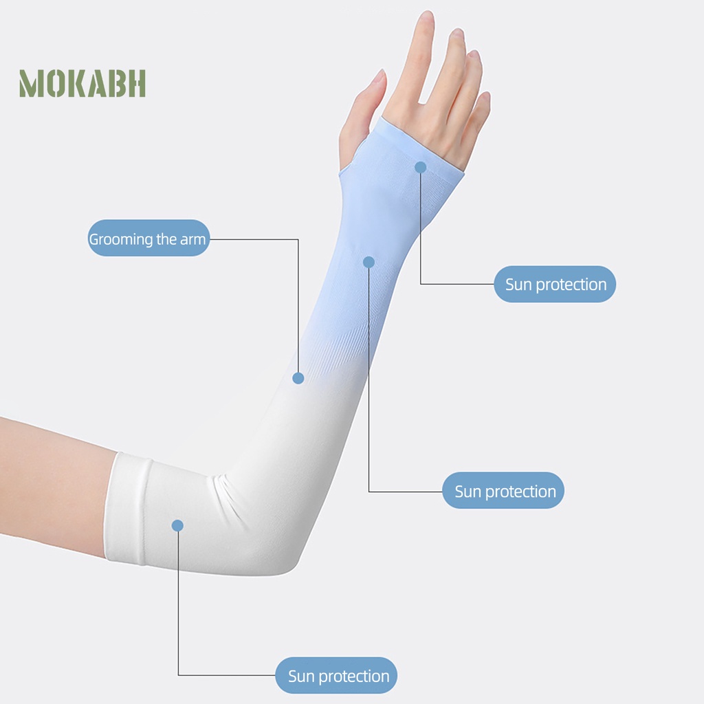 1 Cặp Găng Tay Chống Nắng Bằng Lụa Lạnh Co Giãn Cao Màu Sắc Gradient