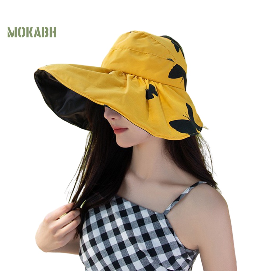 Mũ Lưỡi Trai Hở Chóp Chống Tia UV Họa Tiết Bươm Bướm Có Thể Điều Chỉnh Kích Thước