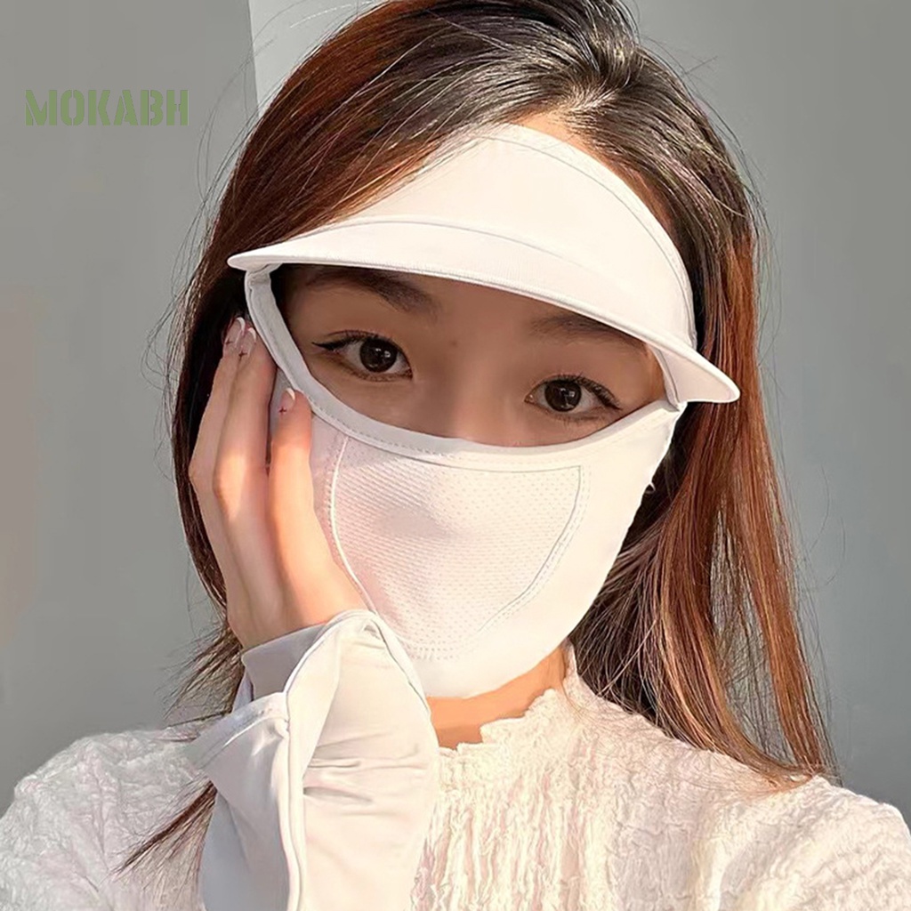 [Mok Abh] Mũ Đi Xe Đạp Có Lỗ Thoáng Khí Với Vành Bịt Tai Che Mắt Và Mặt Bằng Lụa Lạnh Bảo Vệ Mặt Dùng Ngoà