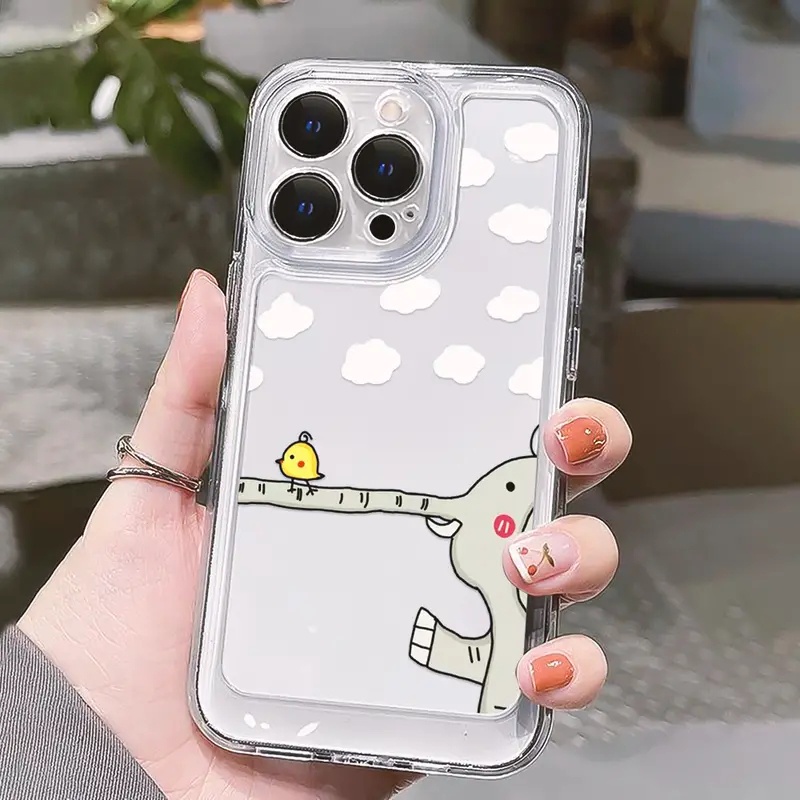 Ốp Điện Thoại TPU Mềm Trong Suốt Chống Sốc In Hình Chú Voi Dễ Thương Cho IPhone 11 14 13 12 Pro Max XS X XR 7 + 8 6 6S Plus Sự Bảo Vệ