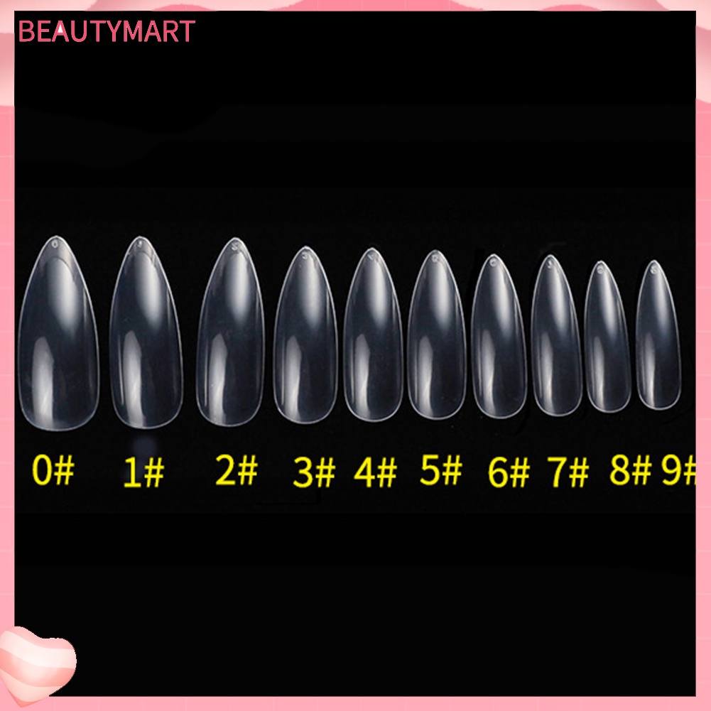 Bộ 500 Móng Tay Giả Đầu Tròn Bằng Acrylic Trong Suốt
