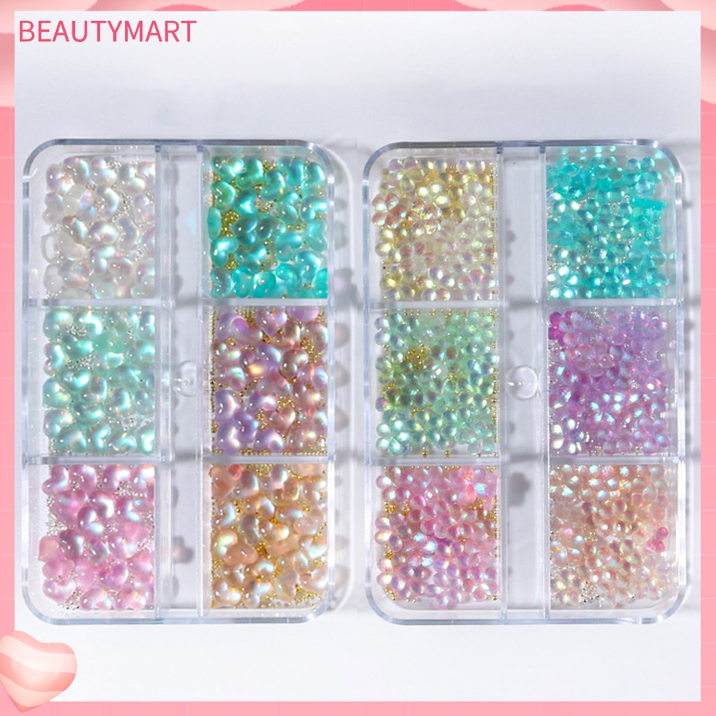 Hạt Thép Mini Hình Trái Tim 3D Nhiều Màu Trang Trí Móng Nghệ Thuật DIY