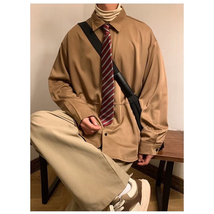 Áo Sơ Mi Dài Tay Dáng Rộng Thiết Kế Mới Cao Cấp Thời Trang Mùa Xuân Theo Phong Cách Nhật Bản Cho Nam