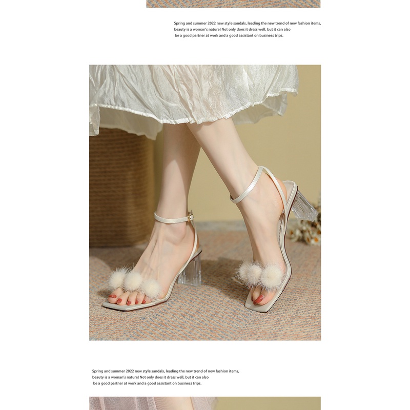 BEIJIANI Giày Sandal Cao Gót 7.5cm Quai Trong Suốt Thời Trang Mùa Hè Dành Cho Nữ