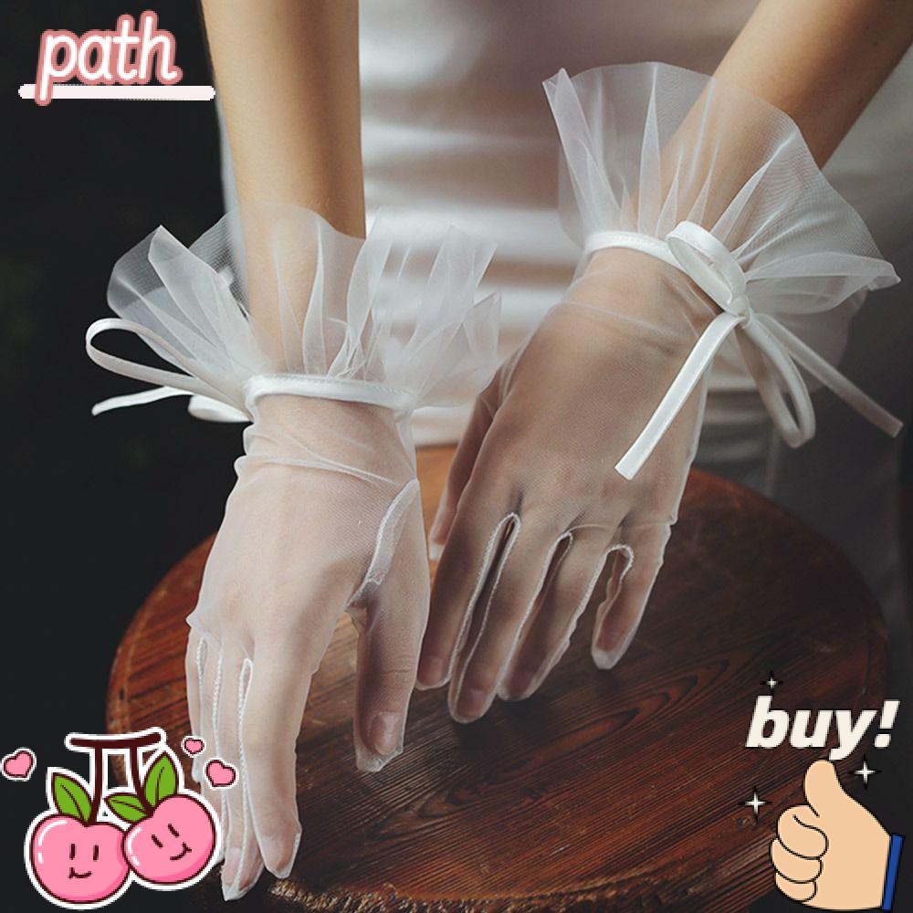 Găng Tay Vải Tuyn Thắt Nơ Xinh Xắn Cho Cô Dâu