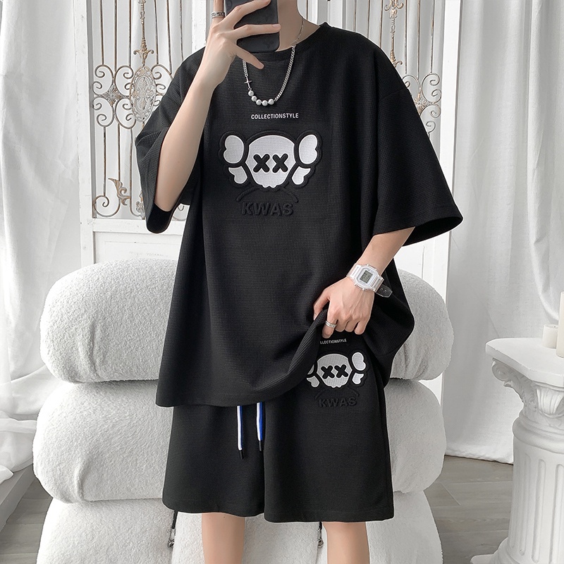 Bộ Đồ Thể Thao Ngắn Tay Dáng Rộng Cỡ Lớn Thời Trang Mùa Hè Trẻ Trung Giản Dị Dành Cho Nam