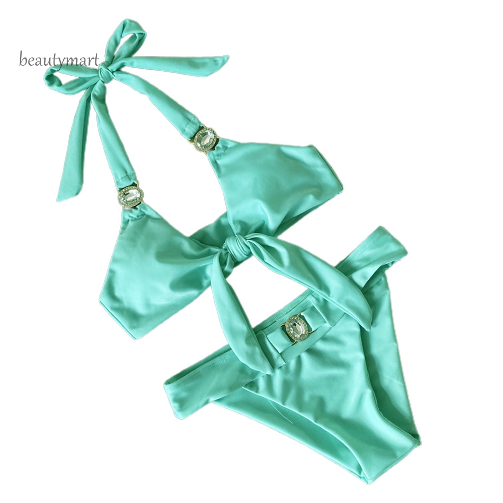 Bộ Đồ Bơi Hai Dây Bằng Nylon Màu Trơn Gợi Cảm Cho Nữ