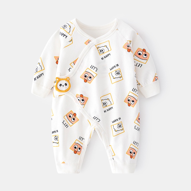 Áo Liền Quần Tay Dài Chất Liệu Cotton Cho Bé Sơ Sinh 0-6 Tháng Tuổi