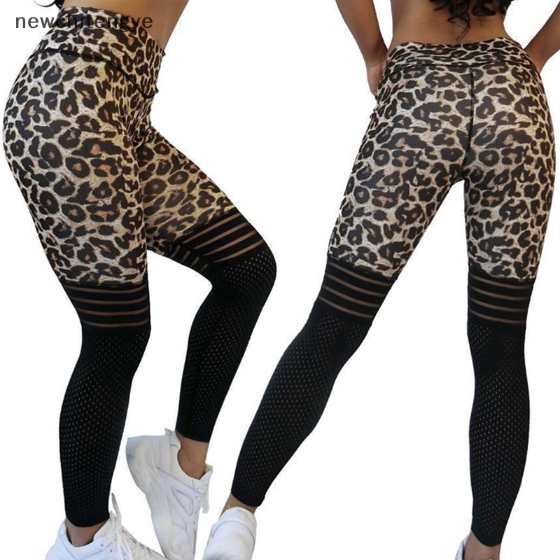 Quần Legging Thể Thao Nâng Mông Lưng Cao Không Đường May Họa Tiết Da Báo Thời Trang Cho Nữ