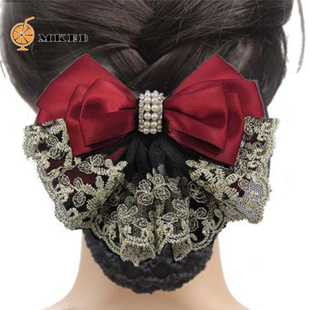 Kẹp Lưới Búi Tóc Đính Nơ Thời Trang Nữ Tính