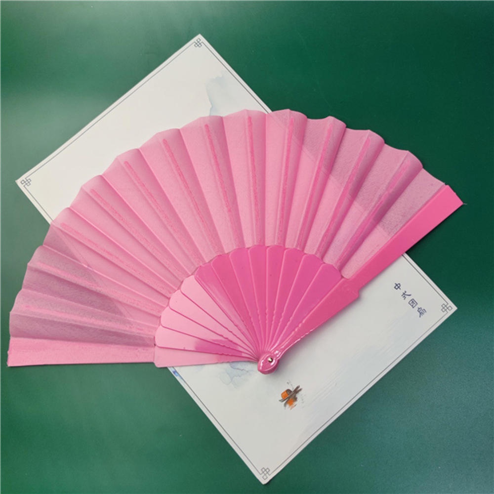 Quạt Xếp Bằng Nhựa Lụa Trơn Màu Phong Cách Trung Hoa