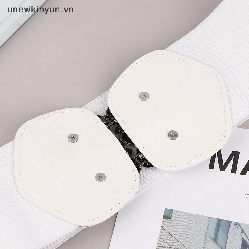 Thắt Lưng Nữ Bản Rộng Co Giãn Màu Trắng Đen Thanh Lịch