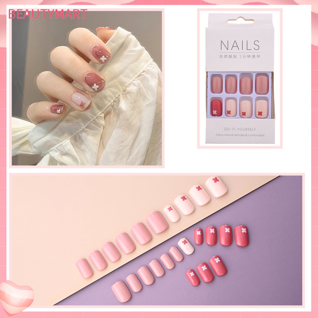 Hộp 24 Móng Tay Giả Bằng Nhựa Resin Mượt Mà DIY Thông Dụng Cho Nữ