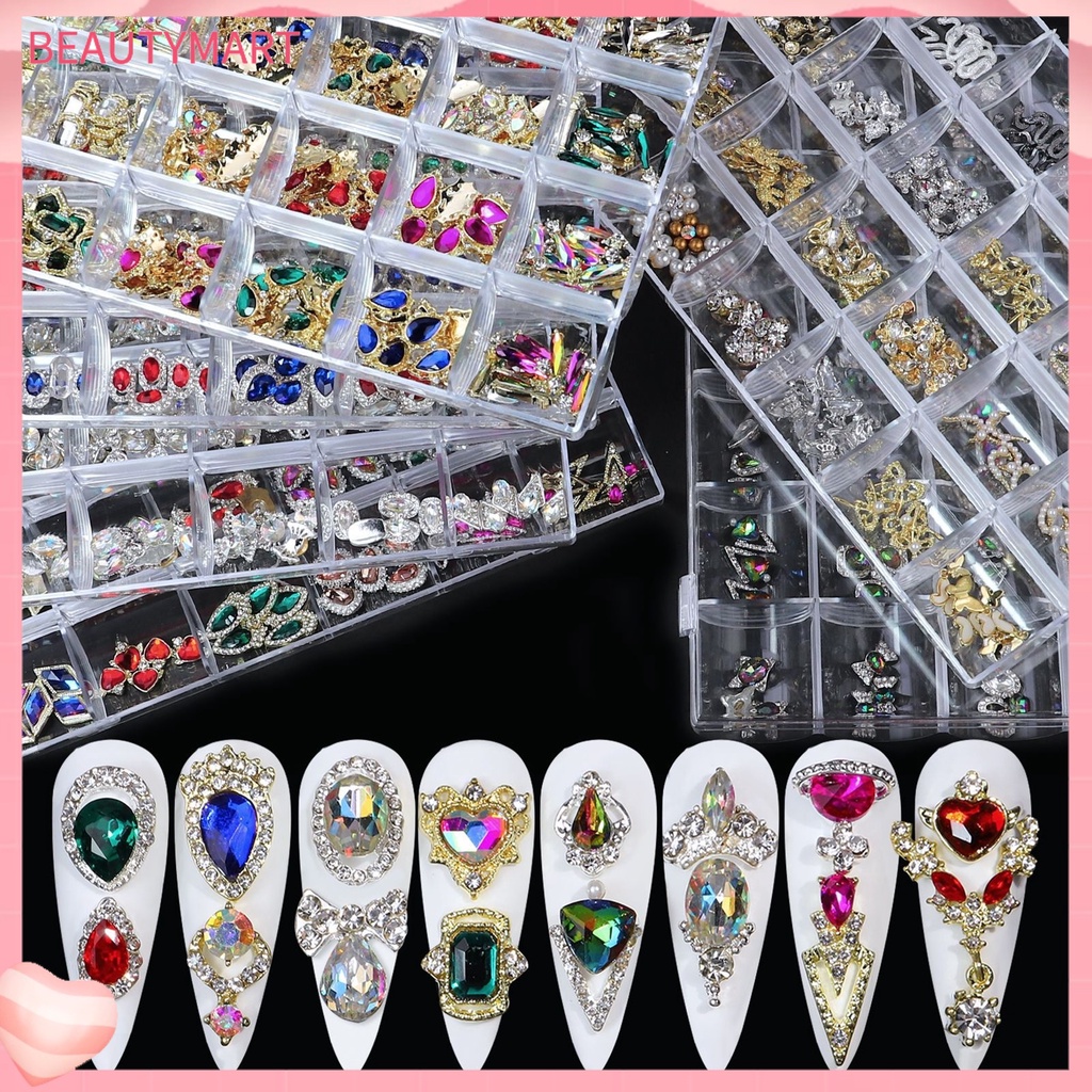 1 Hộp Đá Pha Lê Hình Trái Tim Nhiều Màu Đa Năng Trang Trí Móng Tay Nghệ Thuật Thời Trang DIY