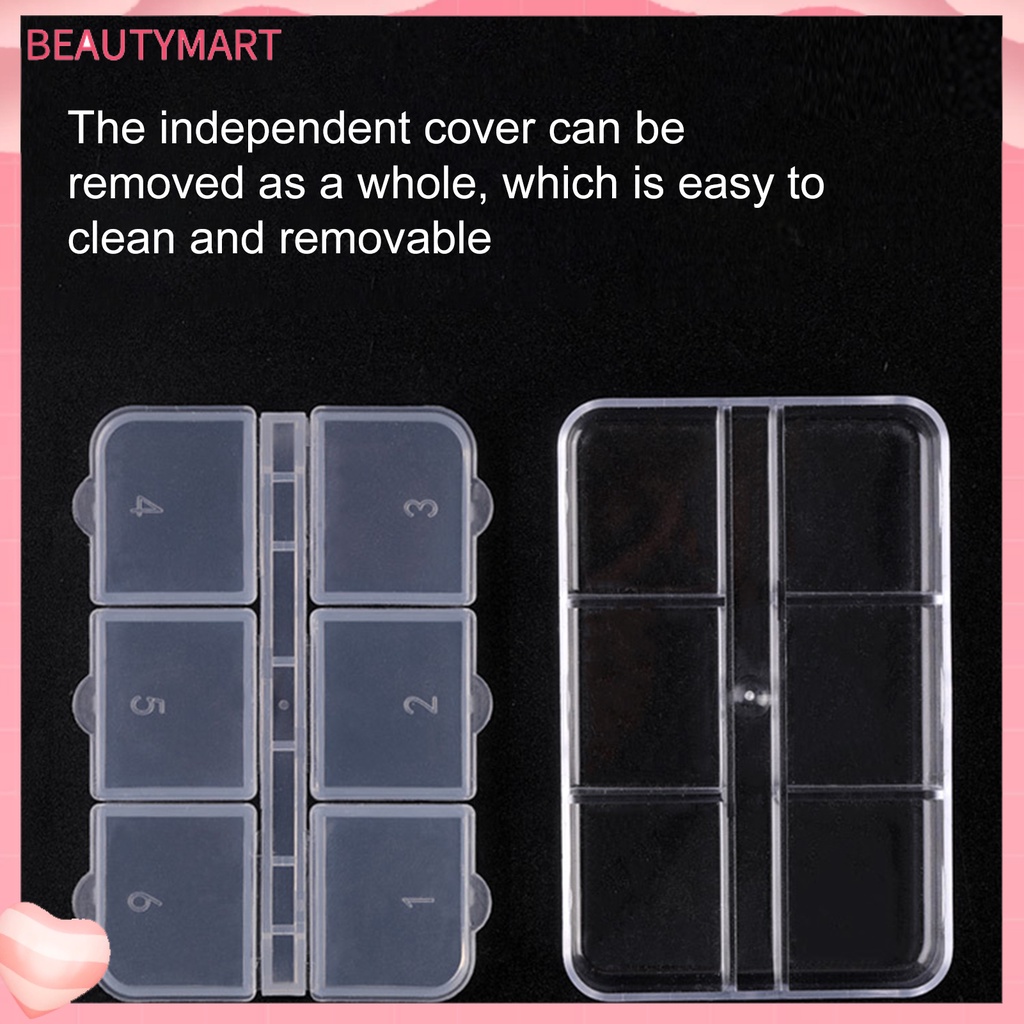 Set 5 Hộp Nhựa Trong Suốt 6 Ngăn Đựng Trang Sức Sức Chứa Lớn Tiết Kiệm Không Gian