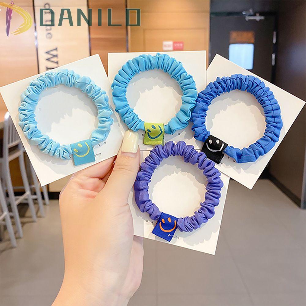 Dây Cột Tóc Scrunchies Hình Mặt Cười Màu Kẹo Dễ Thương Cho Nữ