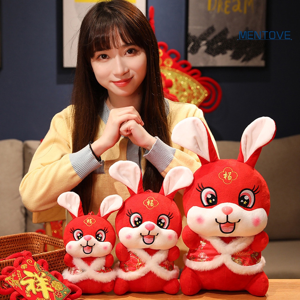 Thỏ Nhồi Bông 22 / 30 / 40cm Phong Cách Trung Hoa Trang Trí Năm Mới 2023