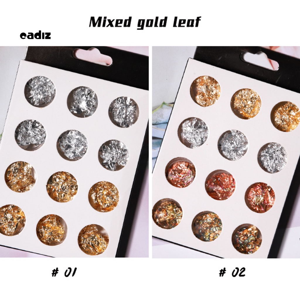 Set 12 Lá Vàng Siêu Mỏng Trang Trí Móng Tay Dễ Dán