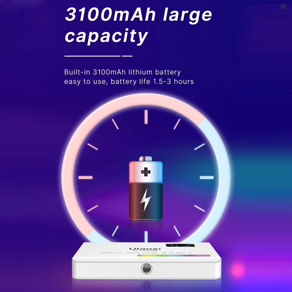 Đèn LED Mini FLV Ulanzi VL120 RGB 2500K-9000K CRI95 + 20 Tạo Hiệu Ứng Ánh Sáng Tích Hợp Pin Sạc Bằng Silicon Cho Chụp Ảnh