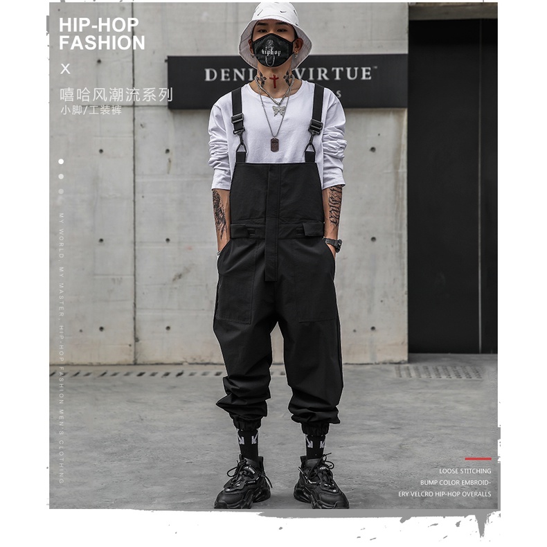 Quần Yếm Legging Màu Tối Phong Cách Đường Phố Cá Tính Cho Nam