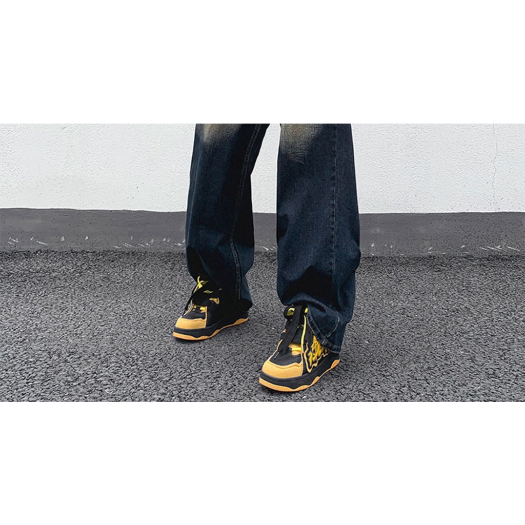 Quần Jean Dài Ống Rộng Phong Cách Retro Đường Phố Mỹ Cá Tính Cho Nam