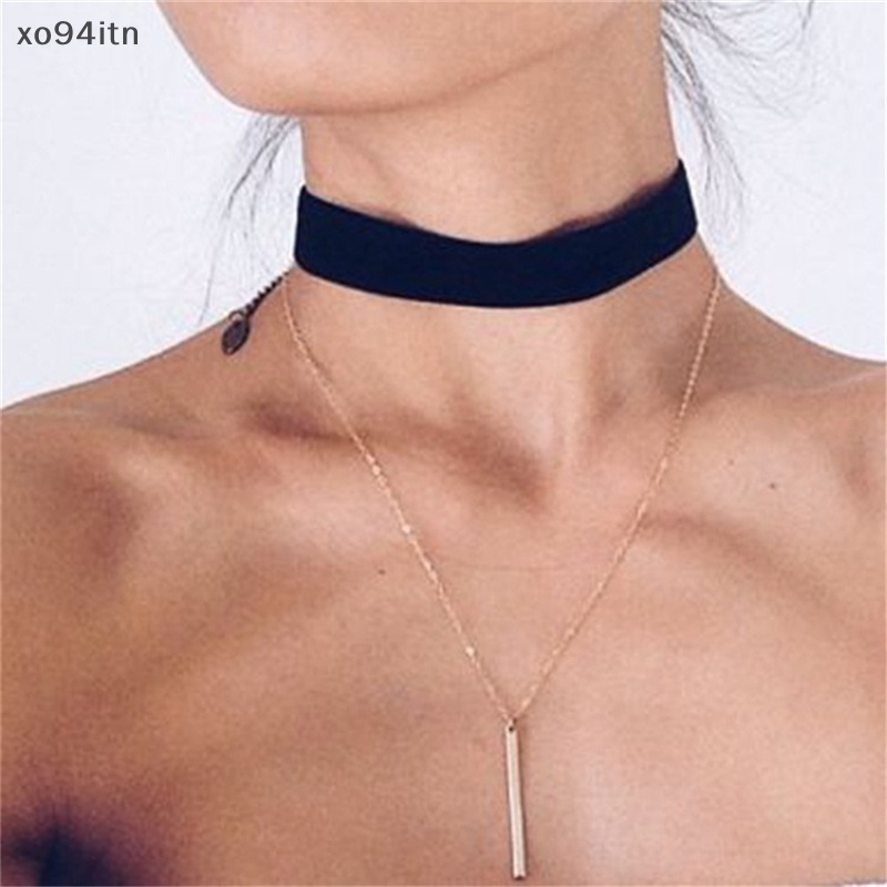 Vòng Cổ Choker Nhung Đen Phong Cách Gothic Cổ Điển