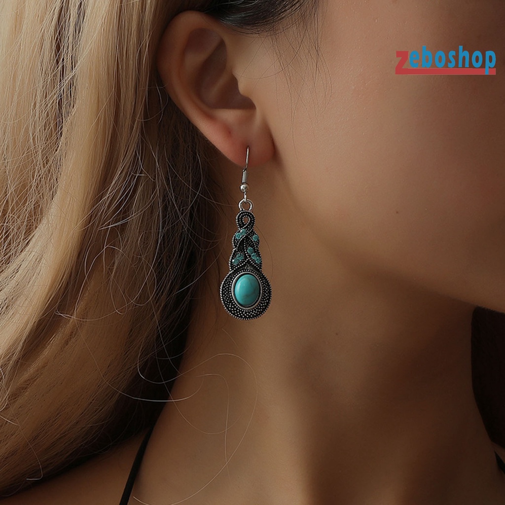 1 Set Vòng cổ Và Bông Tai Đính Đá Ngọc Lam Nhân Tạo Thời Trang Dự Tiệc