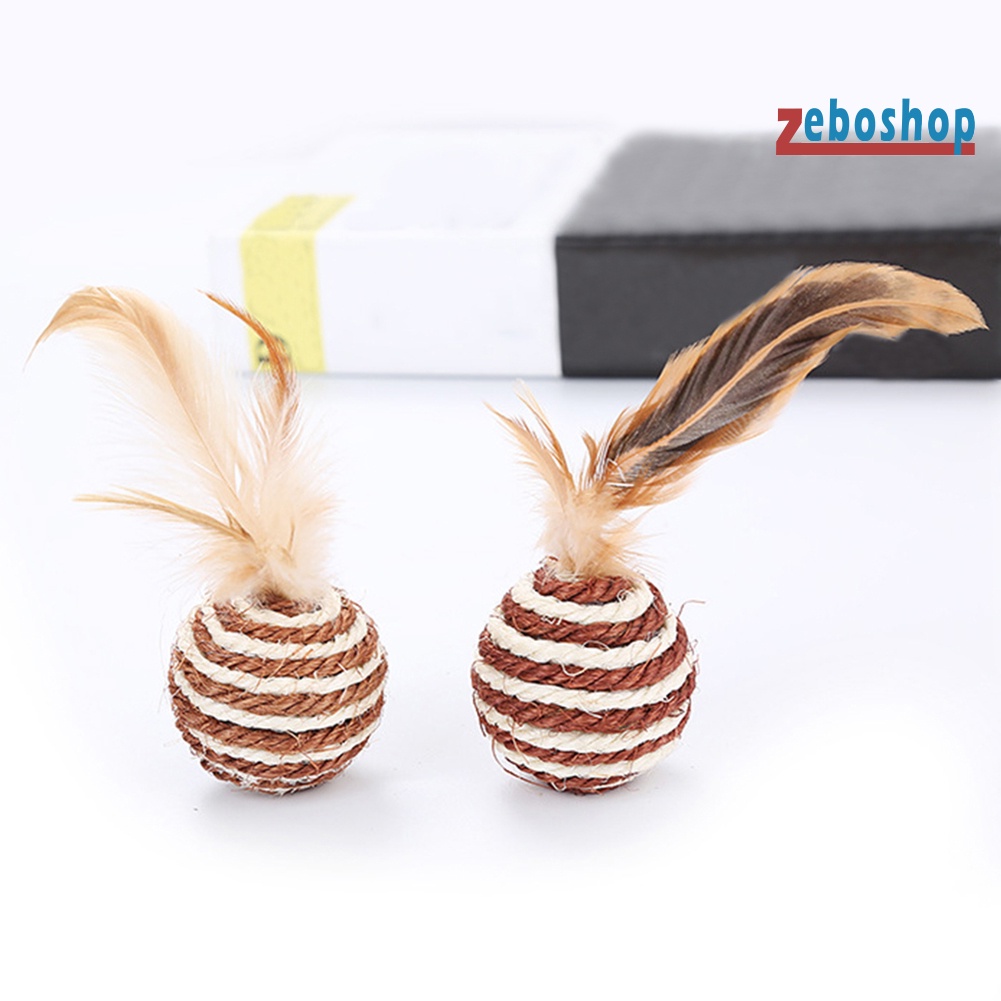 Bóng Cào Móng Đính Lông Vũ Chống Cắn Cho Mèo Cưng