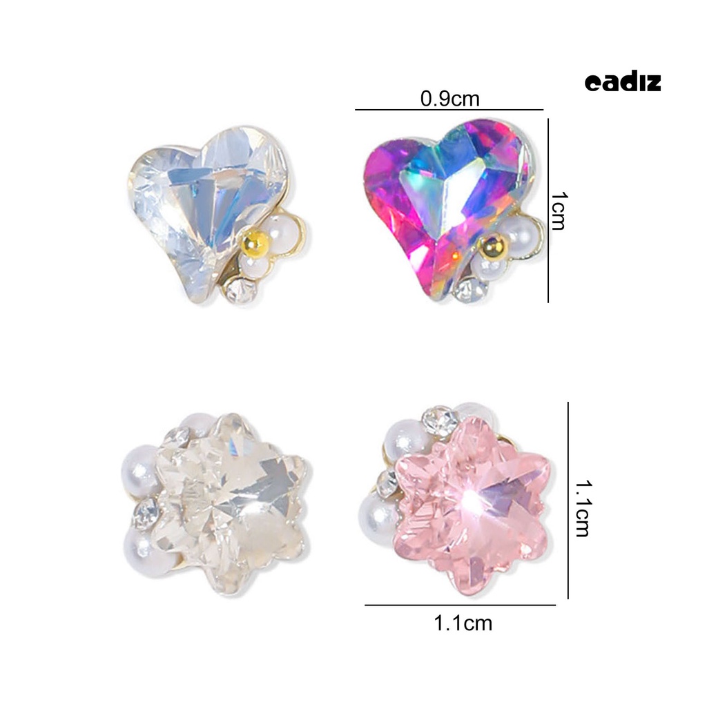 Bộ 5 Đá Đính Ngọc Trai / Trái Tim / Ngôi Sao 3D Lấp Lánh Trang Trí Móng Nghệ Thuật