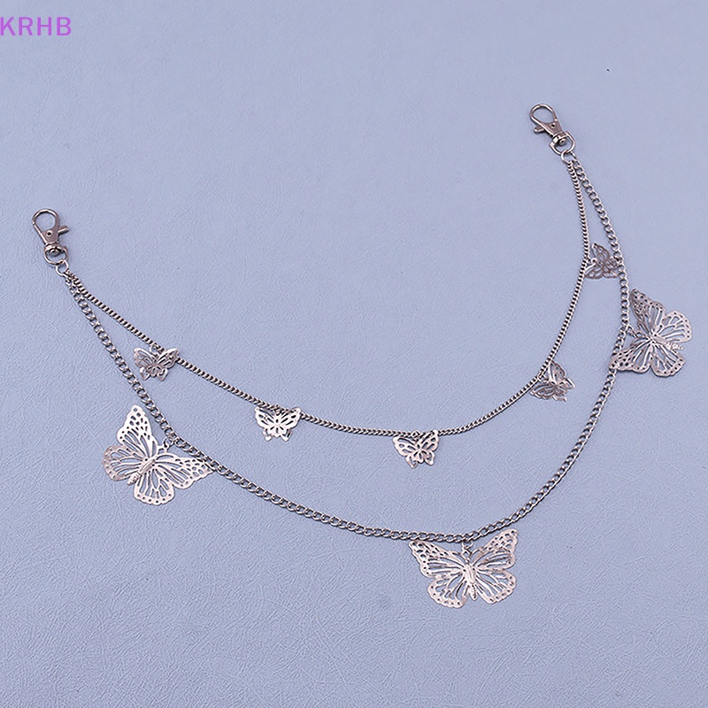 Dây Xích Hai Lớp Gắn Móc Khóa Hình Bướm Phong Cách Hip Hop Thời Trang Cho Nam Và Nữ Mới