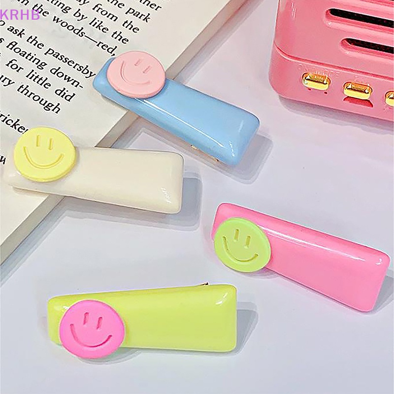 Kẹp Tóc Kim Loại Màu Kẹo Hình Mặt Cười Dễ Thương Cho Nữ Mới