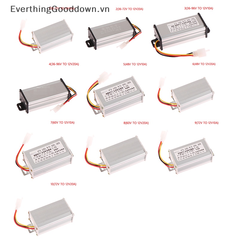 Bộ Chuyển Đổi Nguồn Điện DC 36 / 48 / 60 / 72 / 96V Sang 12V 10 / 20A DC