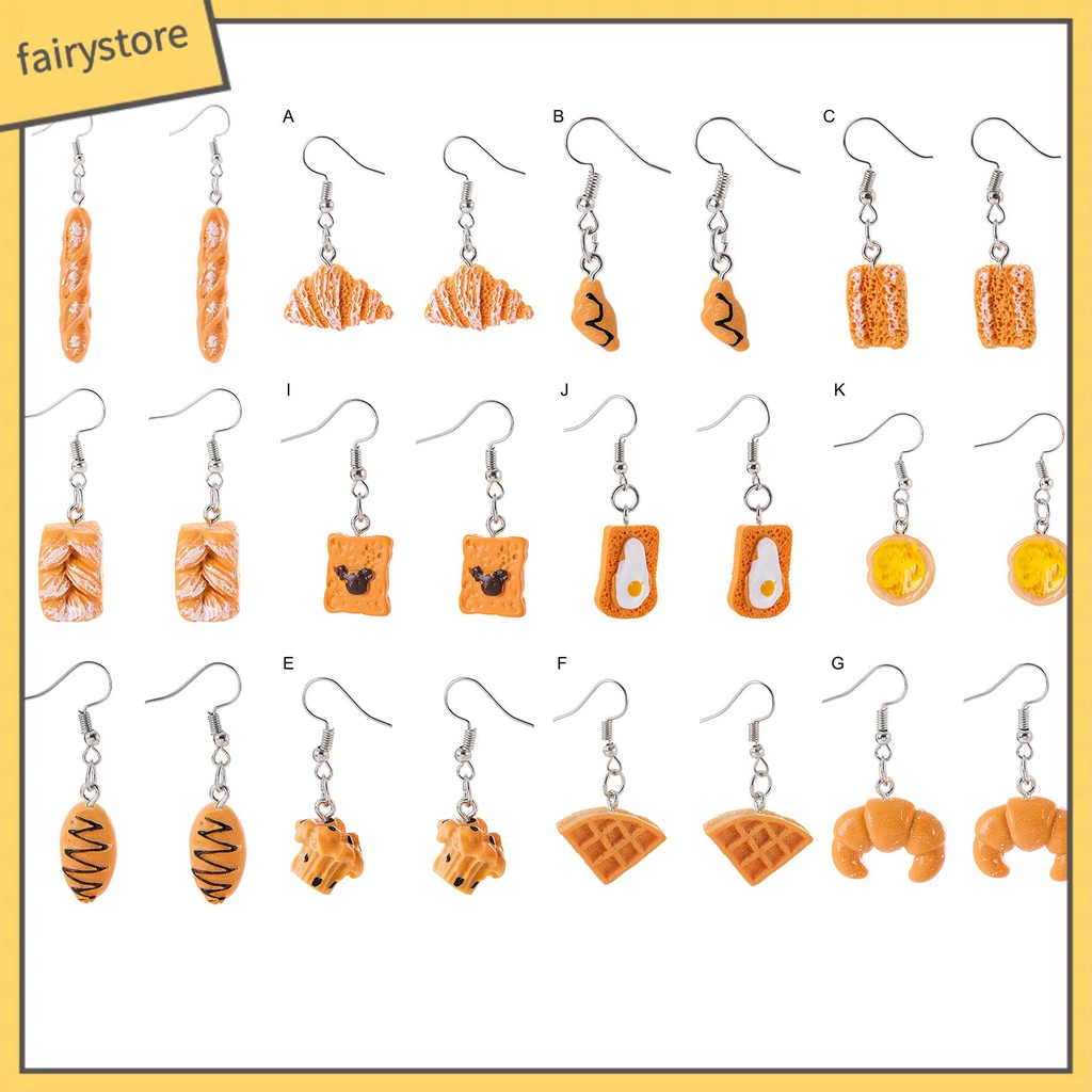 1 Đôi Bông Tai Hình Bánh Mì Dáng Dài Vui Nhộn