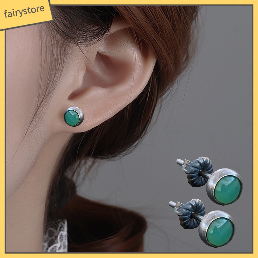 1 Đôi Bông Tai Hợp Kim Đính Ngọc Bích Giả Tinh Tế Cho Nữ